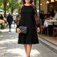 👗Rochie din dantelă cu mâneci lungi și decolteu rotund💖