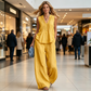Set elegant de bluză fără mâneci și pantaloni, cu croială lejeră