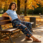 Pantaloni de trening în stil vintage, cu talie înaltă și imprimeu floral