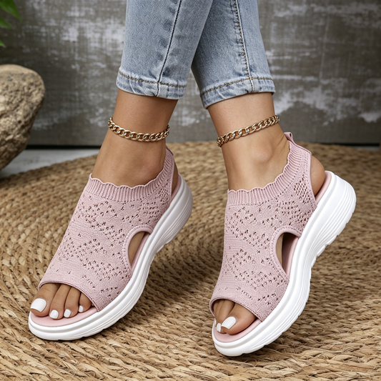 👡🌬️ Women's Breathable Knit Platform Sandals – Lightweight and Soft ✨