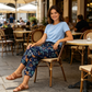 Pantaloni de trening în stil vintage, cu talie înaltă și imprimeu floral