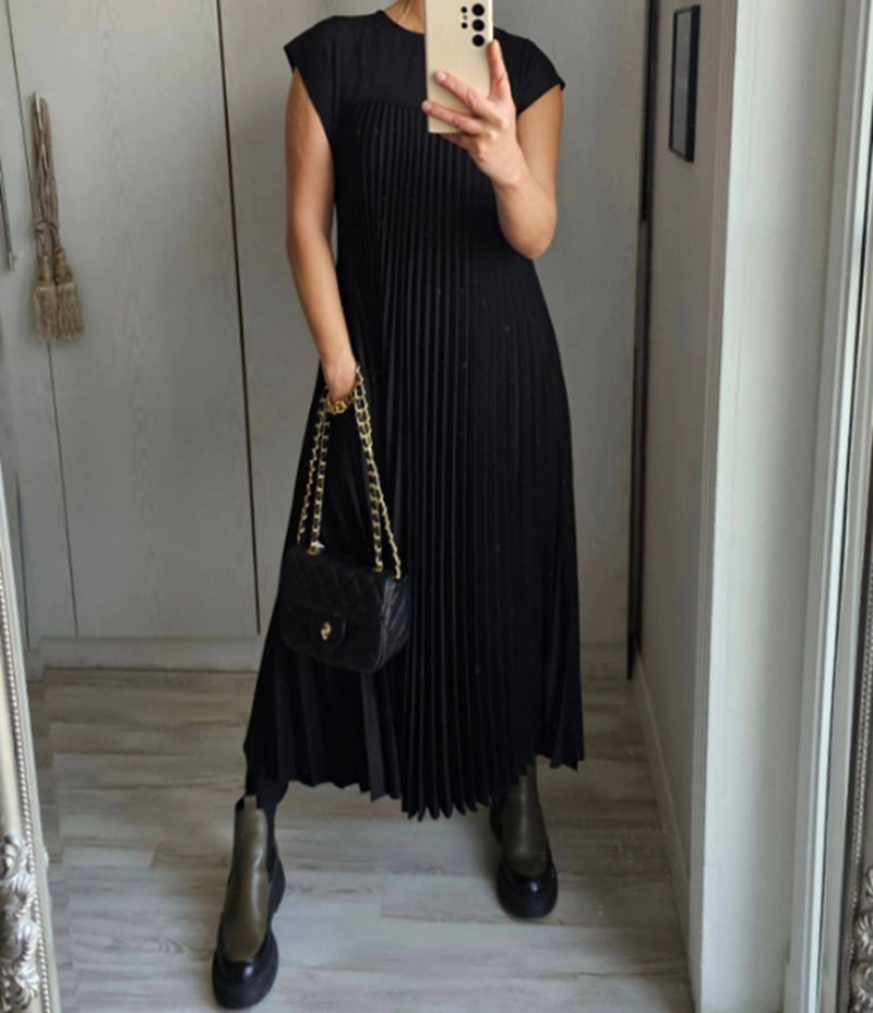 ✨💕【M-3XL】Rochie plisată pentru femei în culoare solidă👗-11
