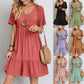😍【S-3XL】👗Rochie lungă casual cu mânecă scurtă-1