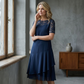 👗 Rochie Midi în Linie A, cu Stratificare din Tul, pentru Femei