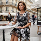 O rochie elegantă pentru femei din șifon, cu imprimeu floral