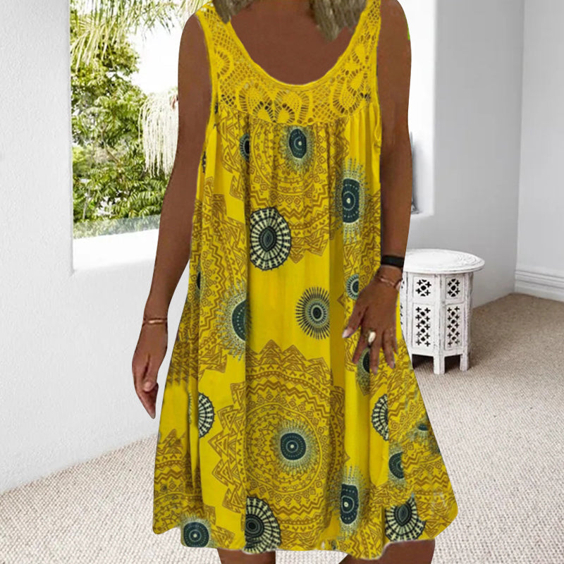 👗 【S-5XL】Femei de vară fără mâneci rochie imprimată de vară-6