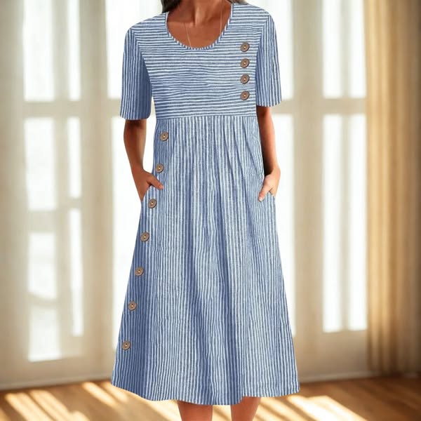 🎉🛍️Ofertă specială: 50% reducere💃Rochie midi cu dungi, un model atemporal-2