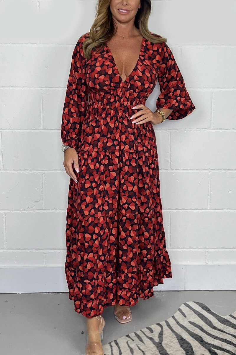 💕【S4XL】Rochie sexy cu decolteu adânc plonjat pentru femei imprimate💃-2