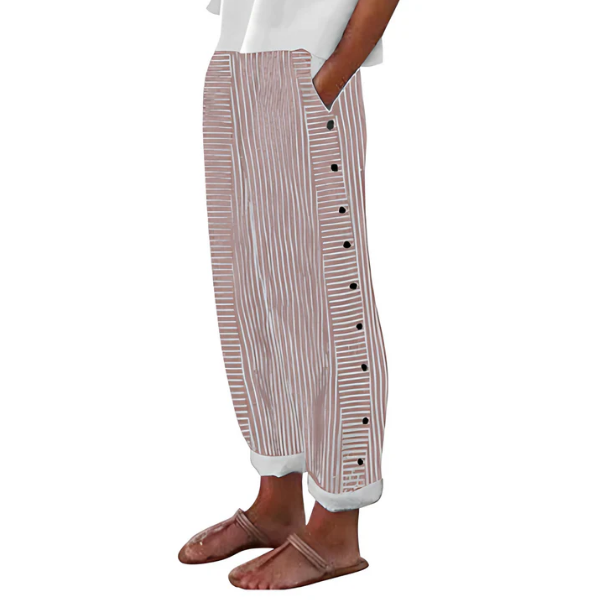 ☀️Reduceri de primăvară: 50% reducere!!🌿🌸Pantaloni confortabili cu dungi albastre și buzunare laterale-3
