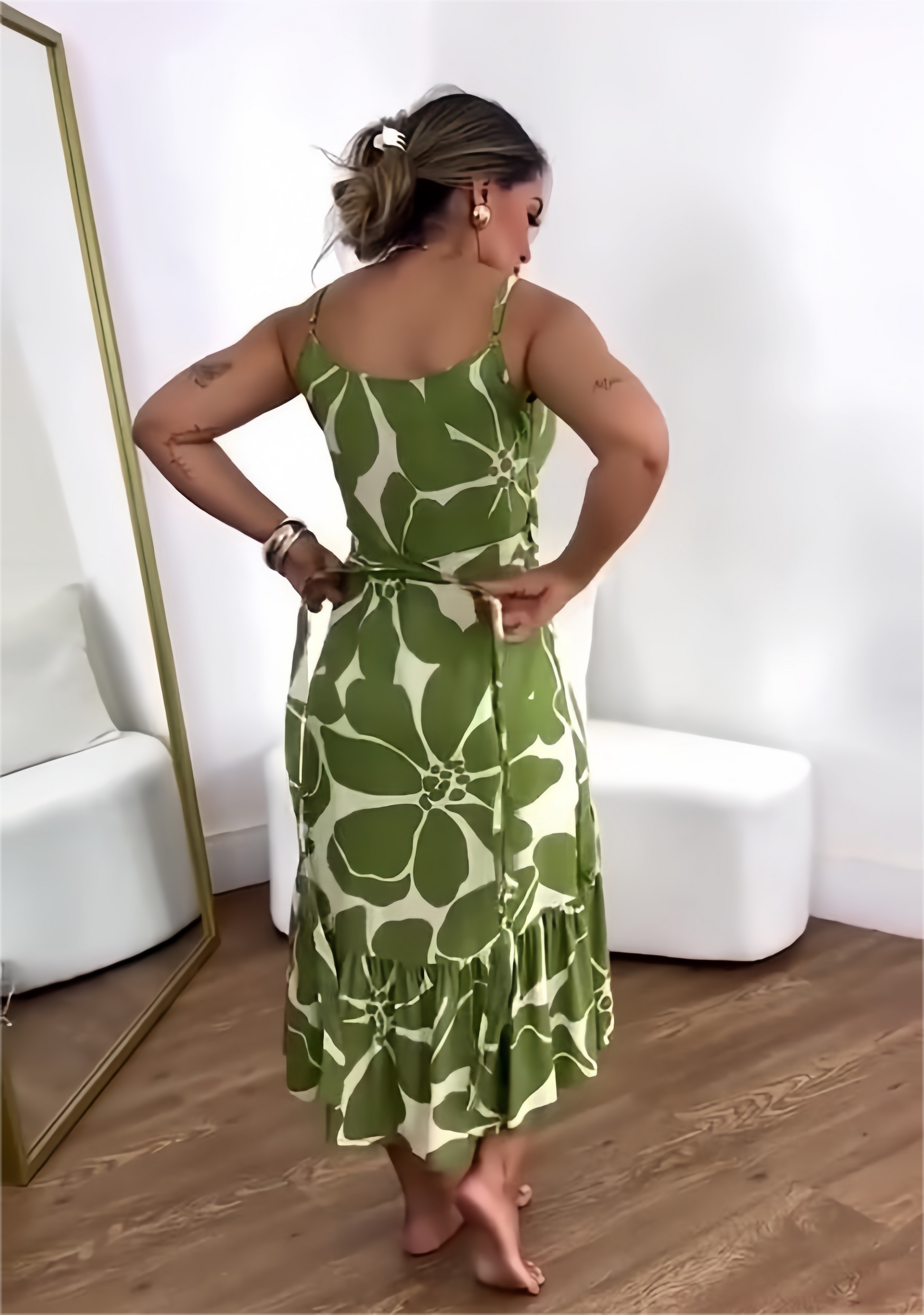 🏖️Rochie tunică pentru femei cu imprimeu casual Resort Gathered-1