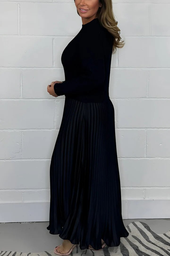 🔥 Rochie plisată elegantă și elegantă cu un decolteu rotund-11