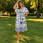 🌸 Rochie casual cu decolteu în V și imprimare cu franjuri