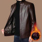 Bărbați cald Plush Lining jacheta de piele Coat-1