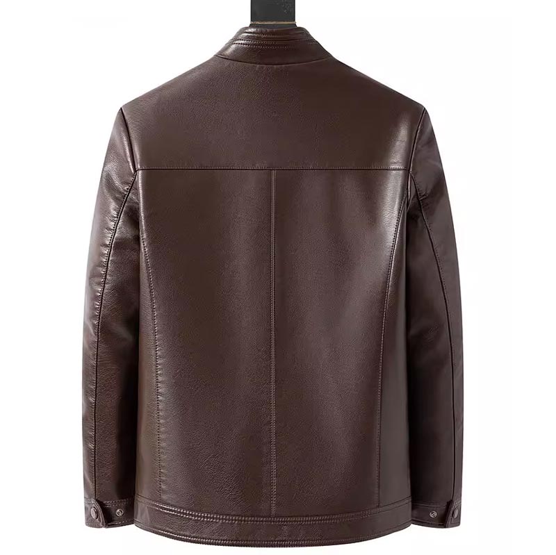 Bărbați cald Plush Lining jacheta de piele Coat-5