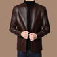 Bărbați cald Plush Lining jacheta de piele Coat-4