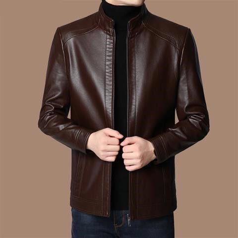 Bărbați cald Plush Lining jacheta de piele Coat-4