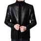 Bărbați cald Plush Lining jacheta de piele Coat-3