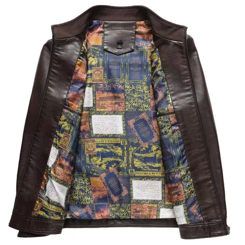 Bărbați cald Plush Lining jacheta de piele Coat-8