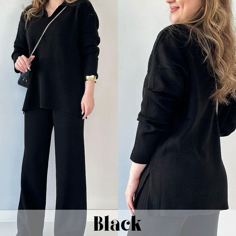 💝Set 2 piese tricotate toamnă/iarnă cu decolteu ascuțit-9