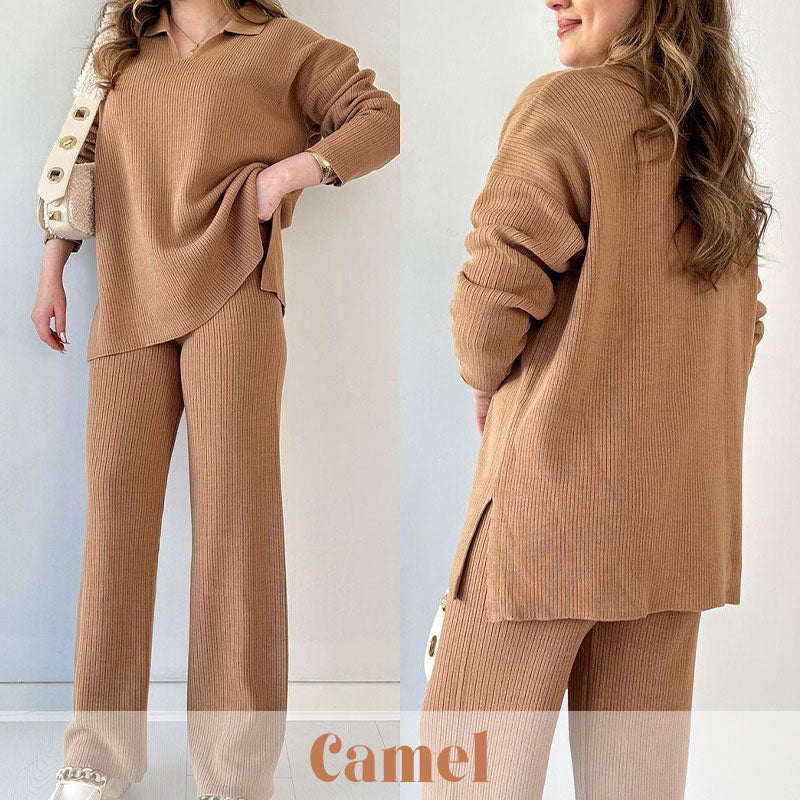 💝Set 2 piese tricotate toamnă/iarnă cu decolteu ascuțit-11