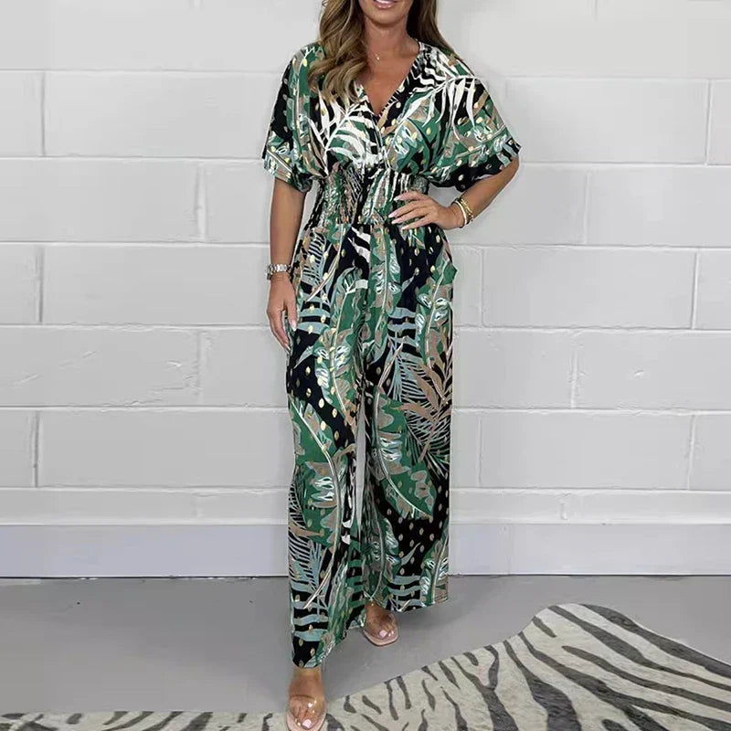 💖2026 Femeii Fashion Leaf Print Jumpsuit-4