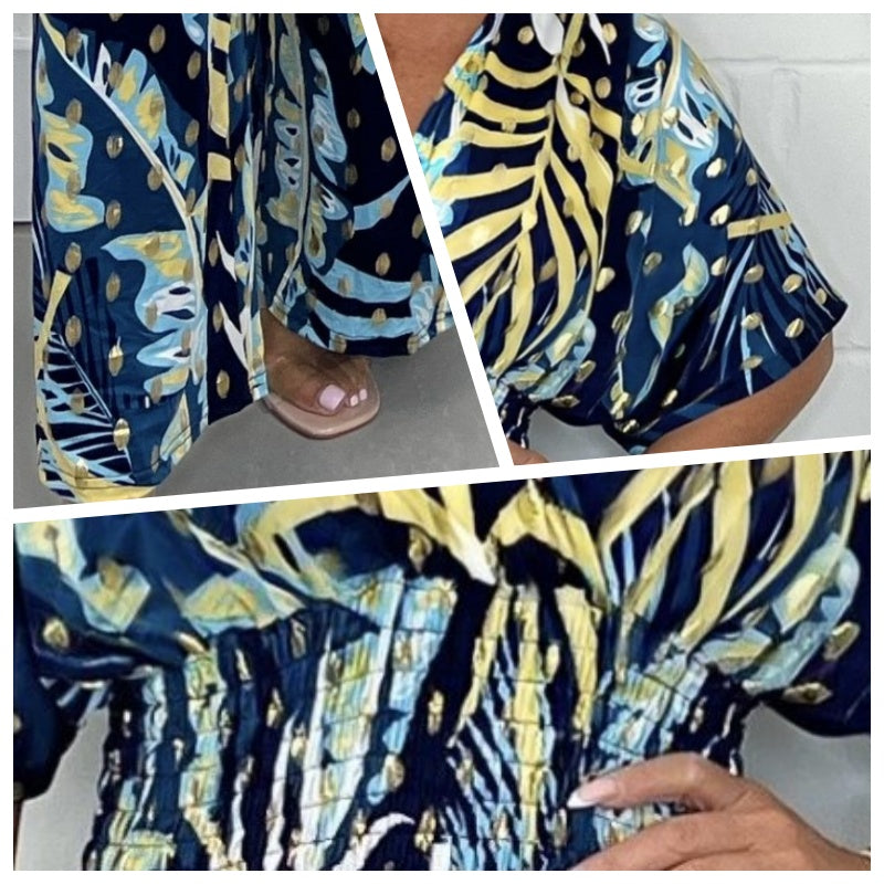💖2026 Femeii Fashion Leaf Print Jumpsuit-2