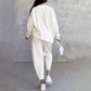 💖Set de 2 piese cu bluză cu mâneci lungi și gât rotund și pantaloni-4