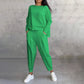 💖Set de 2 piese cu bluză cu mâneci lungi și gât rotund și pantaloni-8