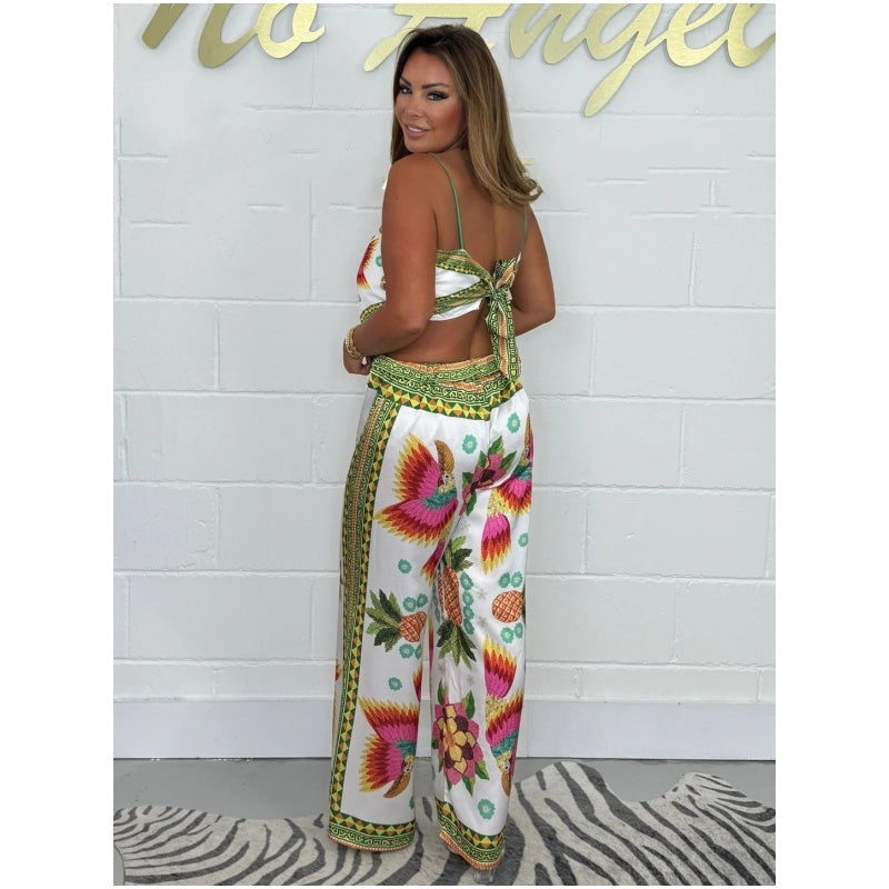 🔥Nou sosit 59% REDUCERE⚡50.000+ VÂNDUTE!💝Set din 2 piese: top cu bretele subțiri și pantaloni largi pentru femei-2