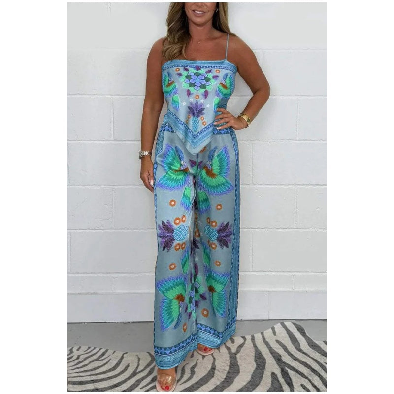 🔥Nou sosit 59% REDUCERE⚡50.000+ VÂNDUTE!💝Set din 2 piese: top cu bretele subțiri și pantaloni largi pentru femei-5