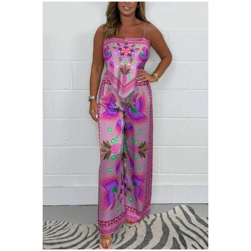 🔥Nou sosit 59% REDUCERE⚡50.000+ VÂNDUTE!💝Set din 2 piese: top cu bretele subțiri și pantaloni largi pentru femei-6