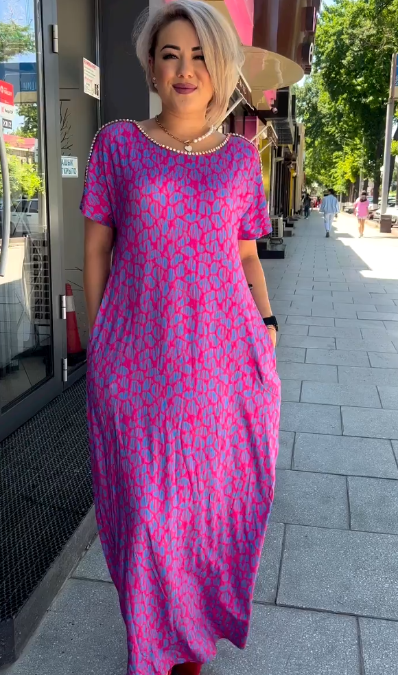 👗 Rochie Florală pentru Mărimi Mari în Violet-1