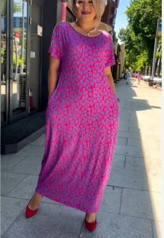 👗 Rochie Florală pentru Mărimi Mari în Violet-3