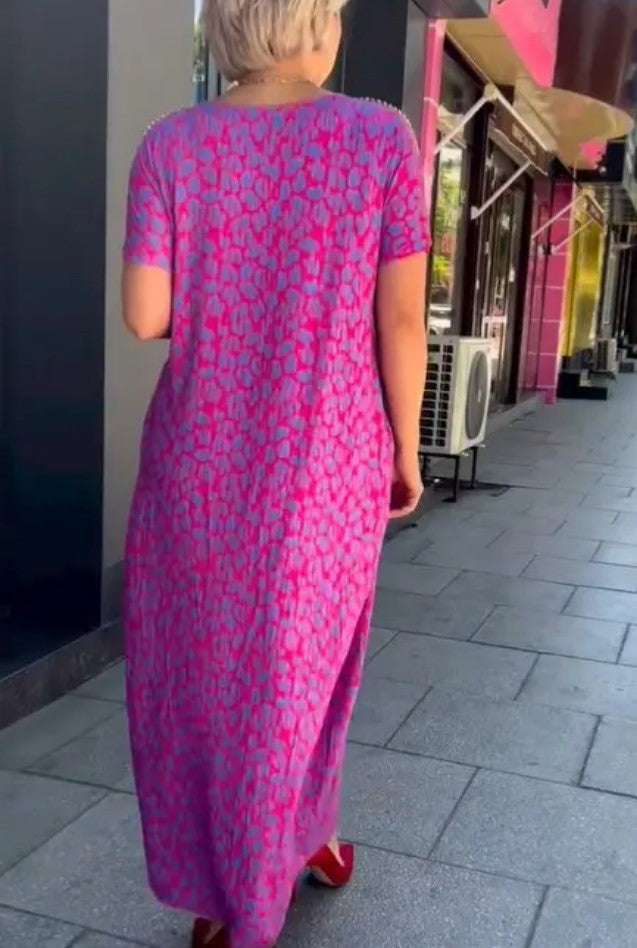 👗 Rochie Florală pentru Mărimi Mari în Violet-2