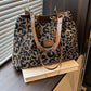 🔥Capacitate mare Tote sac cu imprimare leopard-1
