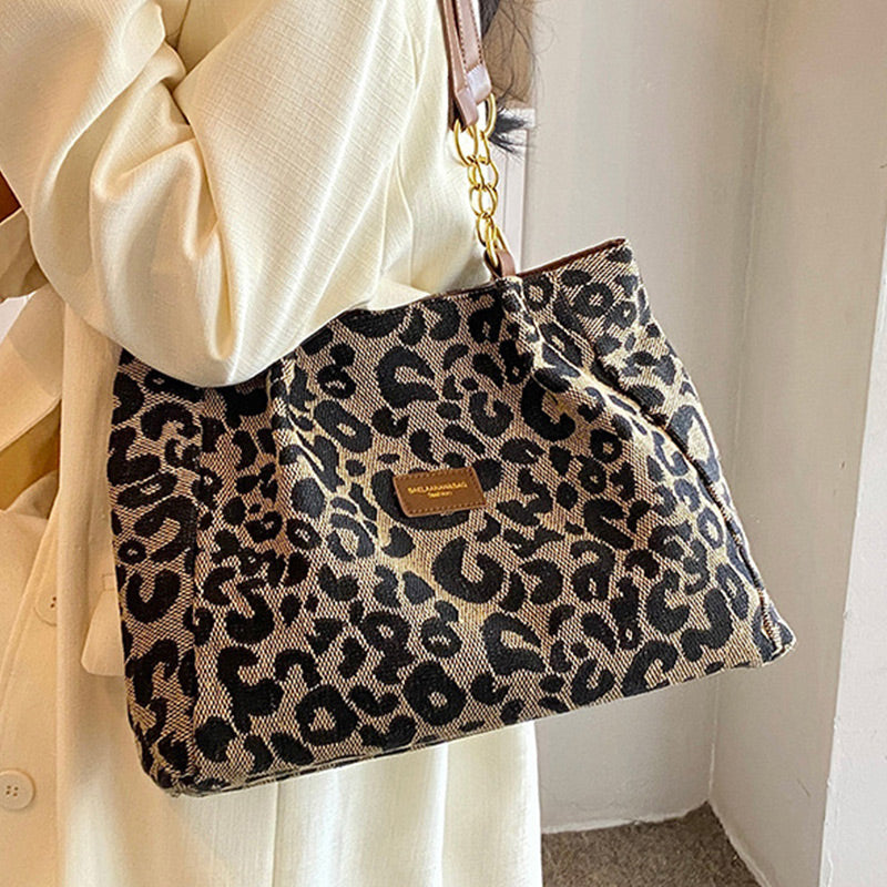 🔥Capacitate mare Tote sac cu imprimare leopard-2