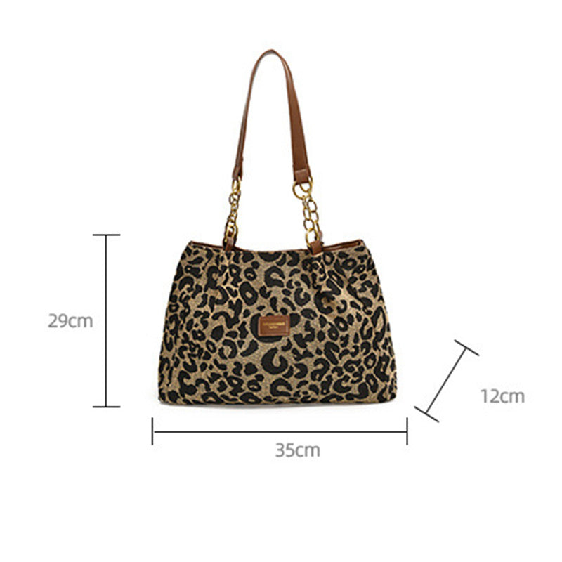 🔥Capacitate mare Tote sac cu imprimare leopard-7