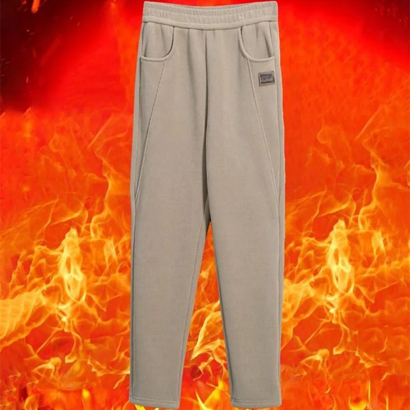 Pantaloni pentru femei cu talie înaltă, călduroși, căptușiți cu fleece sintetic👖-13