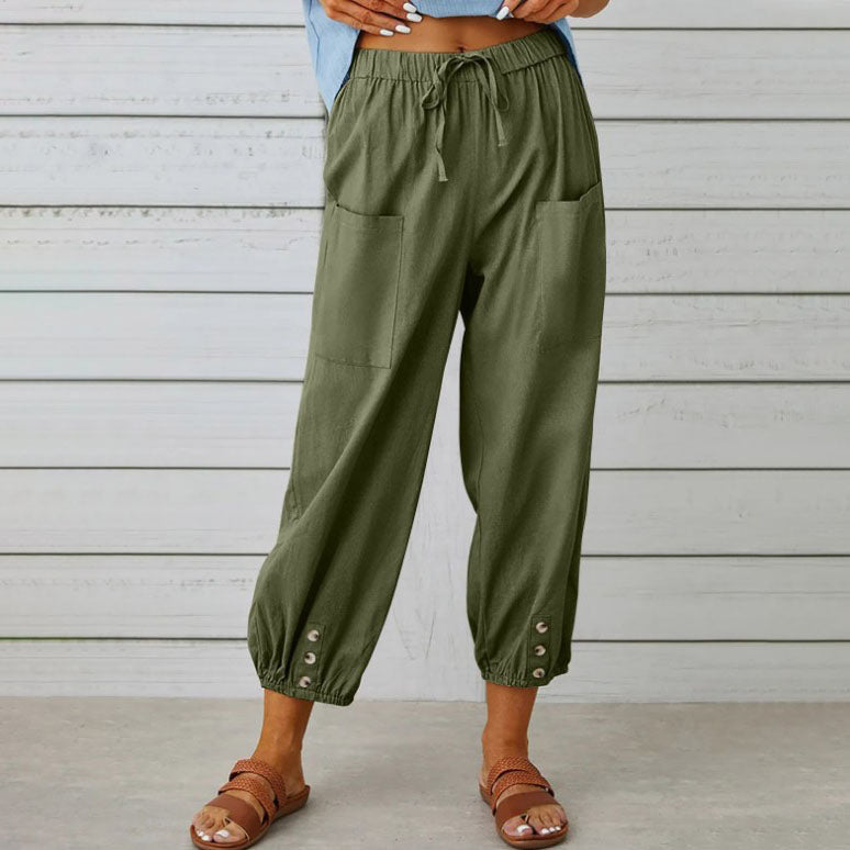 ✨Pantaloni largi cu picior drept din bumbac și lenjerie de bumbac pentru femei-2