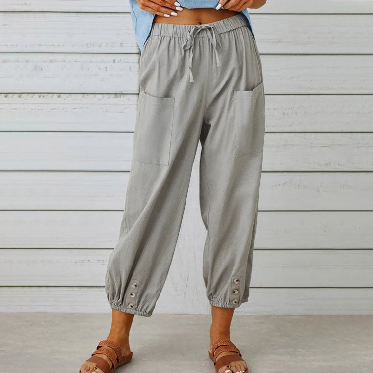 ✨Pantaloni largi cu picior drept din bumbac și lenjerie de bumbac pentru femei-5