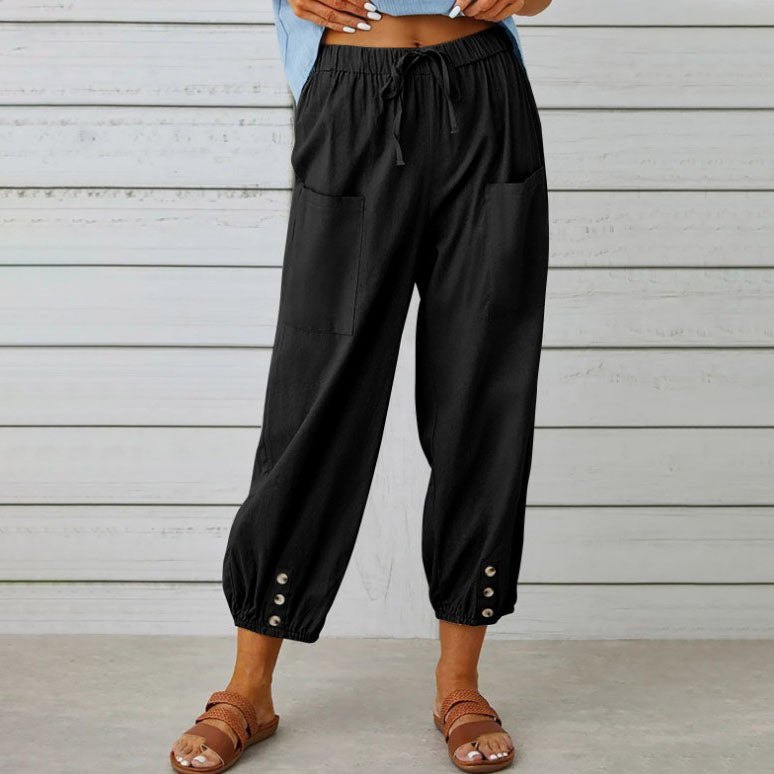 ✨Pantaloni largi cu picior drept din bumbac și lenjerie de bumbac pentru femei-3