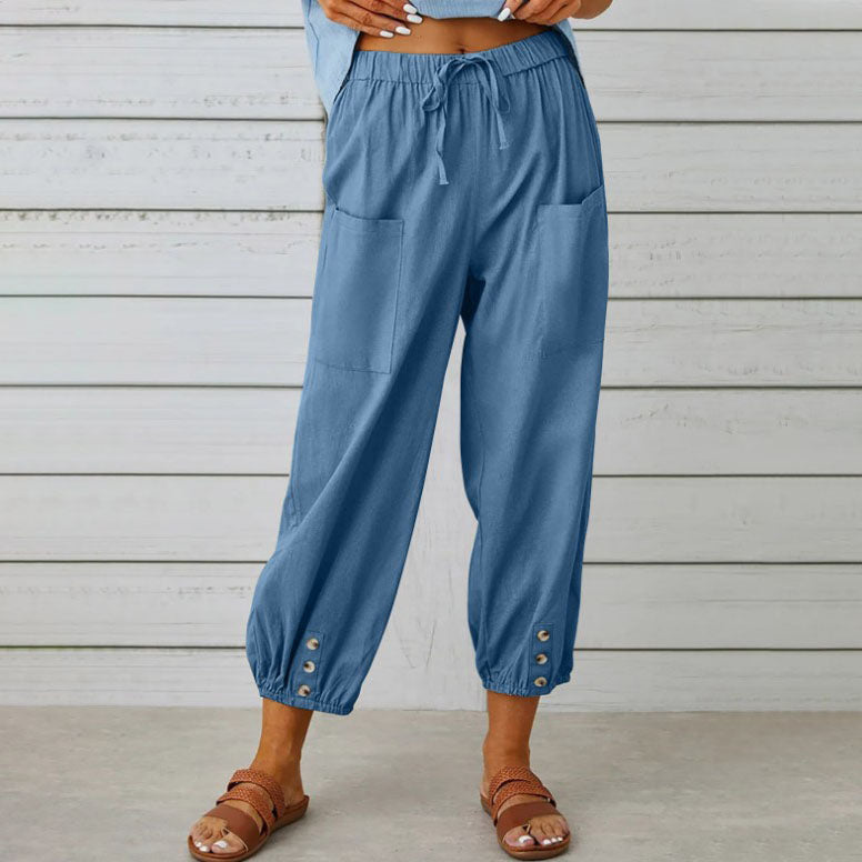 ✨Pantaloni largi cu picior drept din bumbac și lenjerie de bumbac pentru femei-7