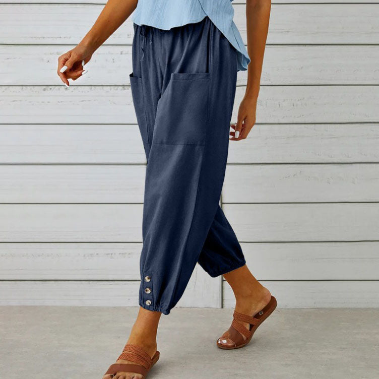 ✨Pantaloni largi cu picior drept din bumbac și lenjerie de bumbac pentru femei-11