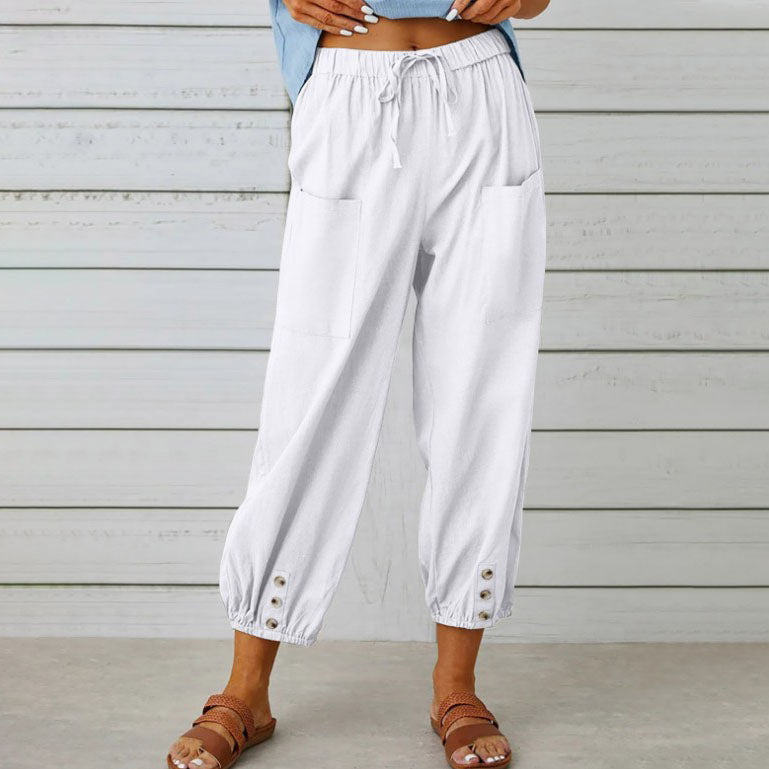 ✨Pantaloni largi cu picior drept din bumbac și lenjerie de bumbac pentru femei-14