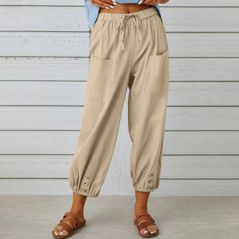 ✨Pantaloni largi cu picior drept din bumbac și lenjerie de bumbac pentru femei-17