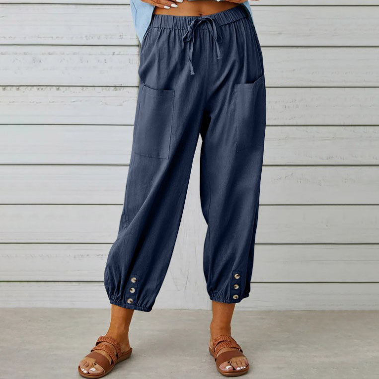 ✨Pantaloni largi cu picior drept din bumbac și lenjerie de bumbac pentru femei-20