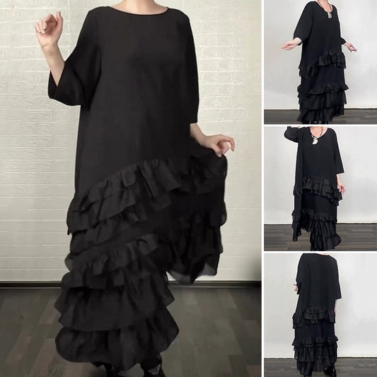 🔥Ofertă specială pentru noile sosiri - Rochie fluidă, supradimensionată, cu volane și straturi