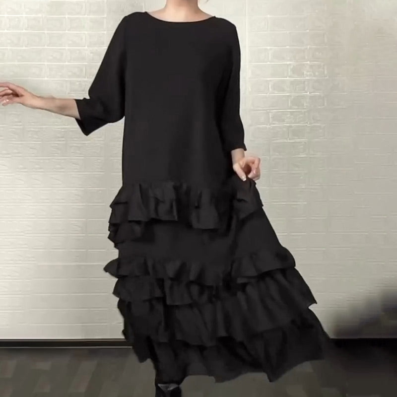 🔥Ofertă specială pentru noile sosiri - Rochie fluidă, supradimensionată, cu volane și straturi-5