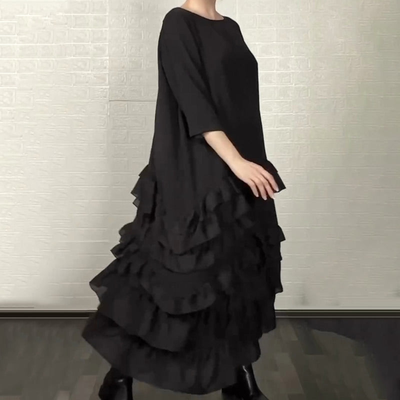 🔥Ofertă specială pentru noile sosiri - Rochie fluidă, supradimensionată, cu volane și straturi-3
