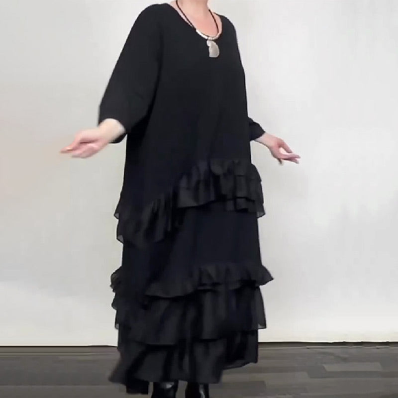 🔥Ofertă specială pentru noile sosiri - Rochie fluidă, supradimensionată, cu volane și straturi-4